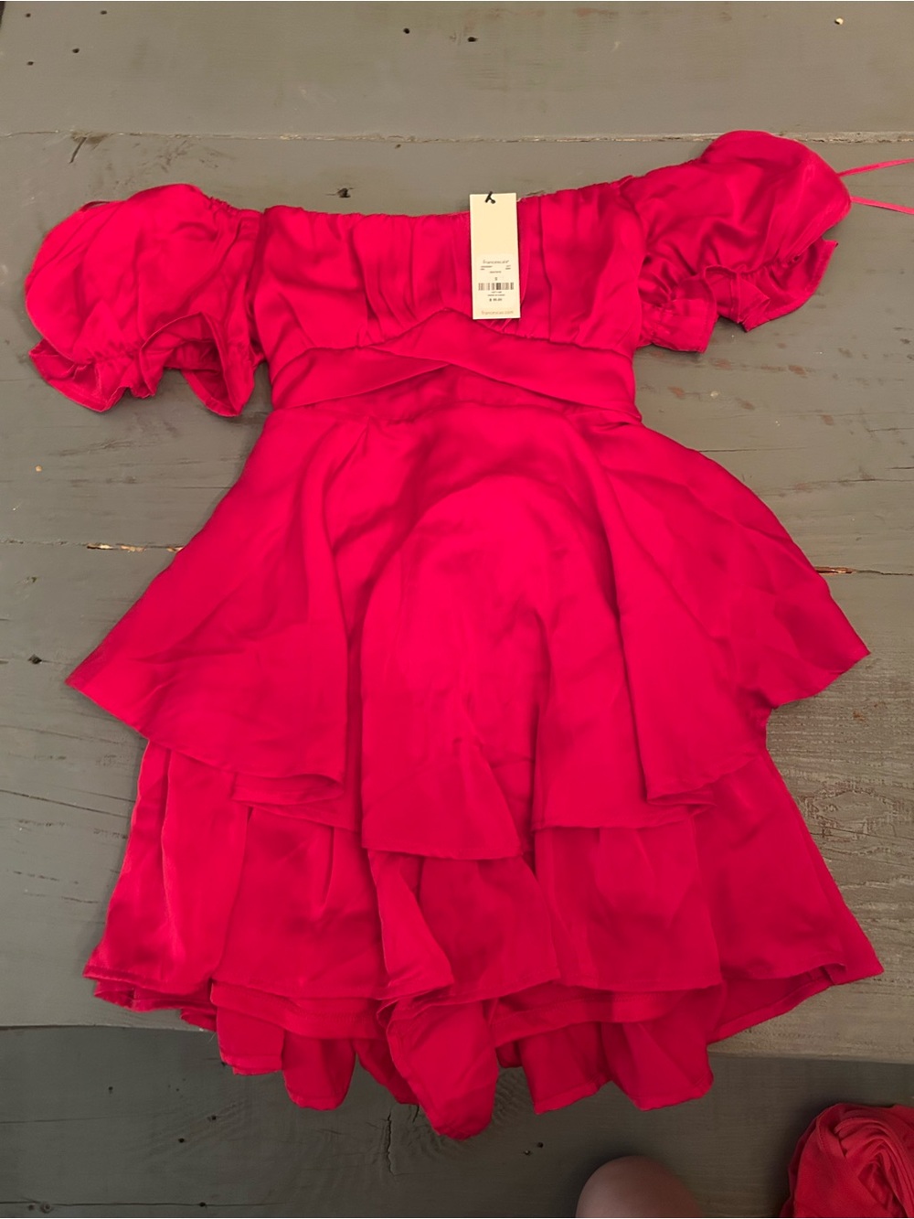 Red Women's flutter romper dress